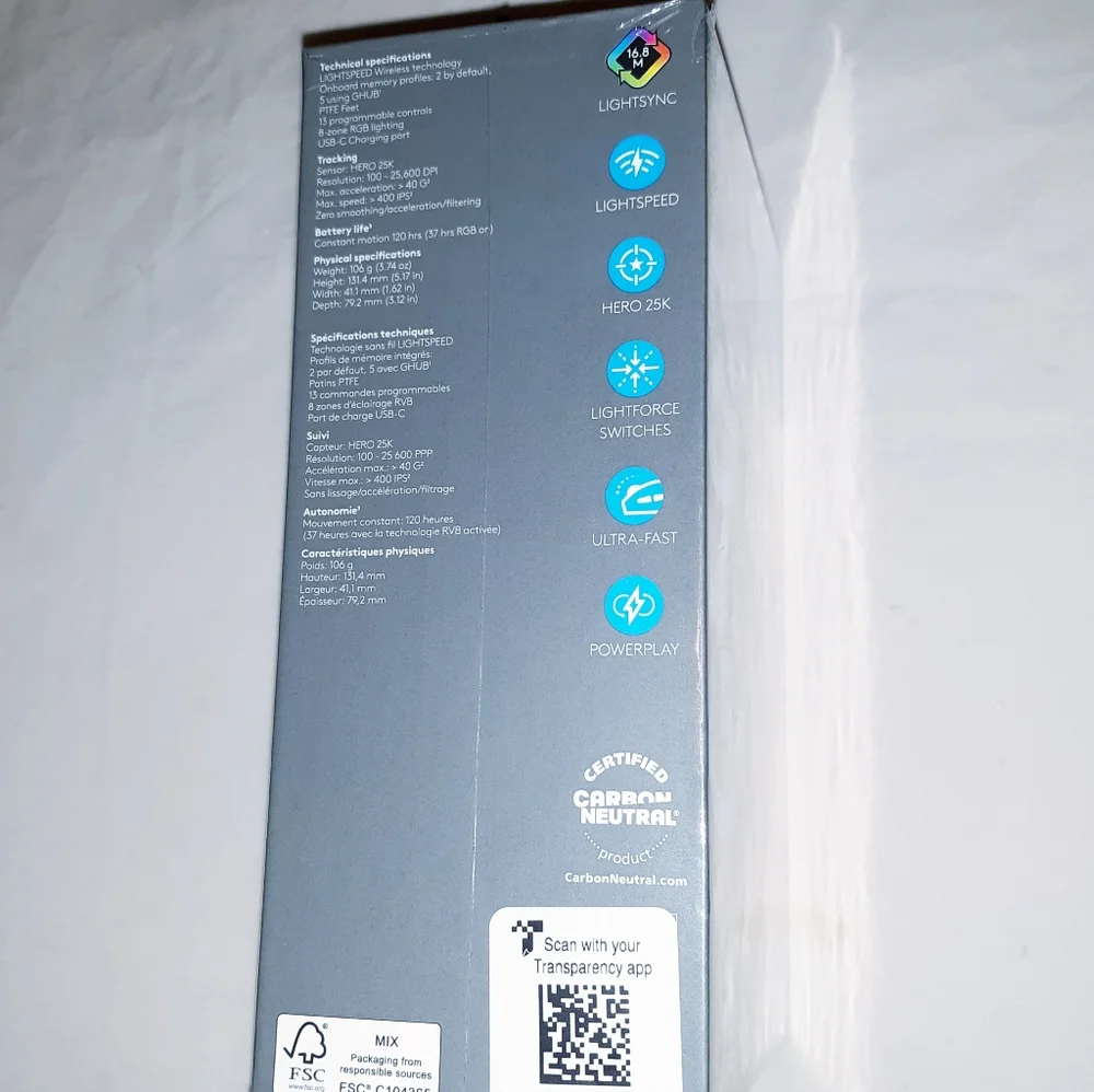 Logitech G502 X Plus Hero Superlight Speed Wireless Gaming Mouse